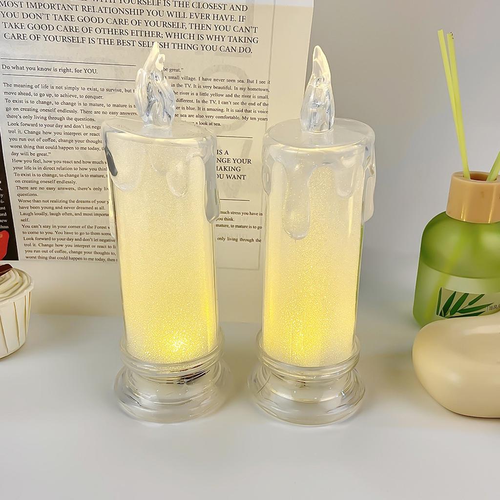 LED Flameless Candles, LED Transparent Pillar Candles For Holiday Decoration