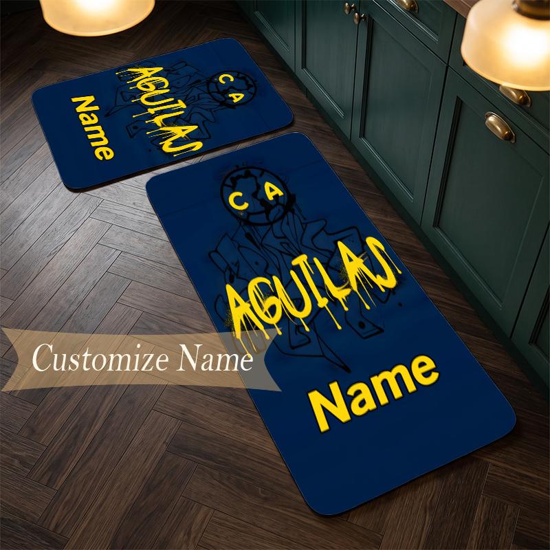 Club America (5) Customize Name Flannel Kitchen Mat Soft Non-Slip Kitchen Floor Runner Rug for Home Kitchen Decor