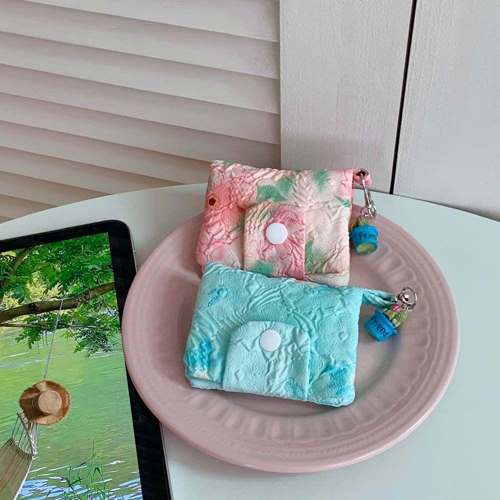 Bear Flower Coin Purse Canvas Cloth Envelope Wallets Simple Mini Cash Wallet  Female
