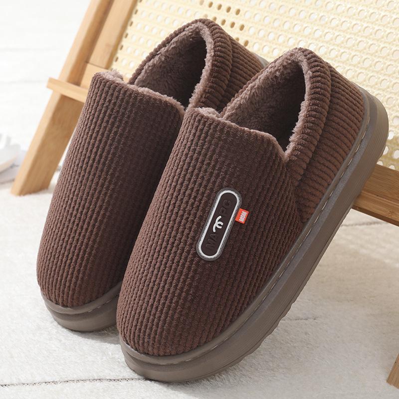 Women's bags and cotton slippers, warm in autumn and winter, thick-soled non-slip and velvet foot-warming household cotton shoes for men