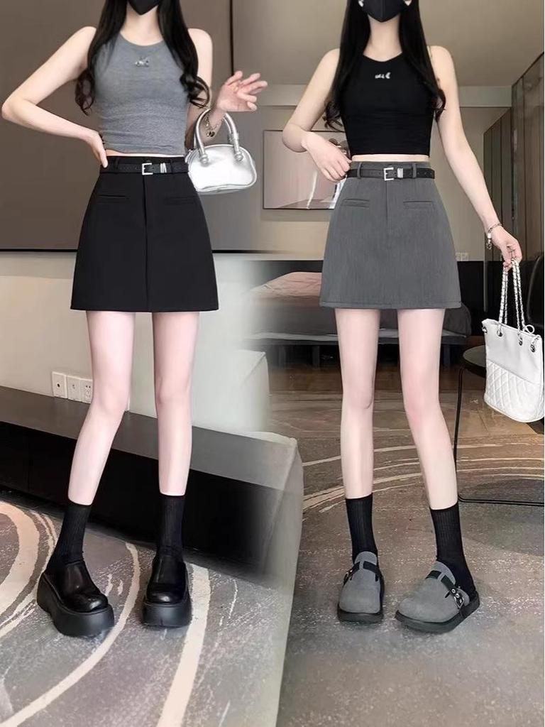 Dámská profesionální sukně áčkového střihu s vysokým pasem - Letní korejský design, proti odhalení, krátká, obepínající boky