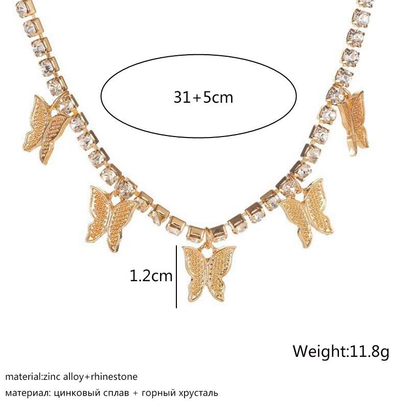 

Crystal Butterfly Pendants Women Chokers Personality Gold Color Hollow Chain Choker Necklaces for Ladies Punk Collar jewellery