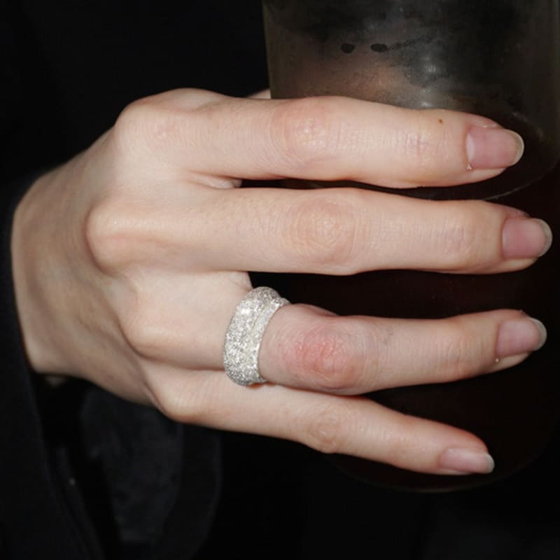 OURPIERRE GRANITO ROUND RING BOLD SILVER