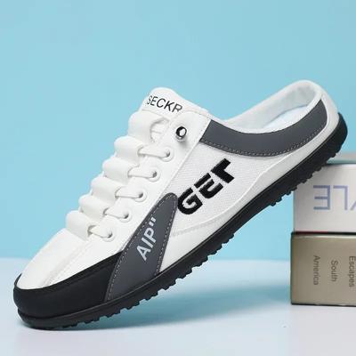 Homens Casual Meio Chinelos Verão Moda Masculina Sapatos de Sola Macia Slip-On Suporte Sapatos Lazy Walking Sneakers Zapatos Hombre
