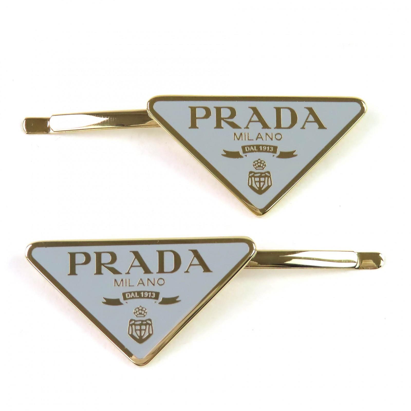 

Pristine PRADA hair accessory Triangle logo triangular plate metal IF051 Used