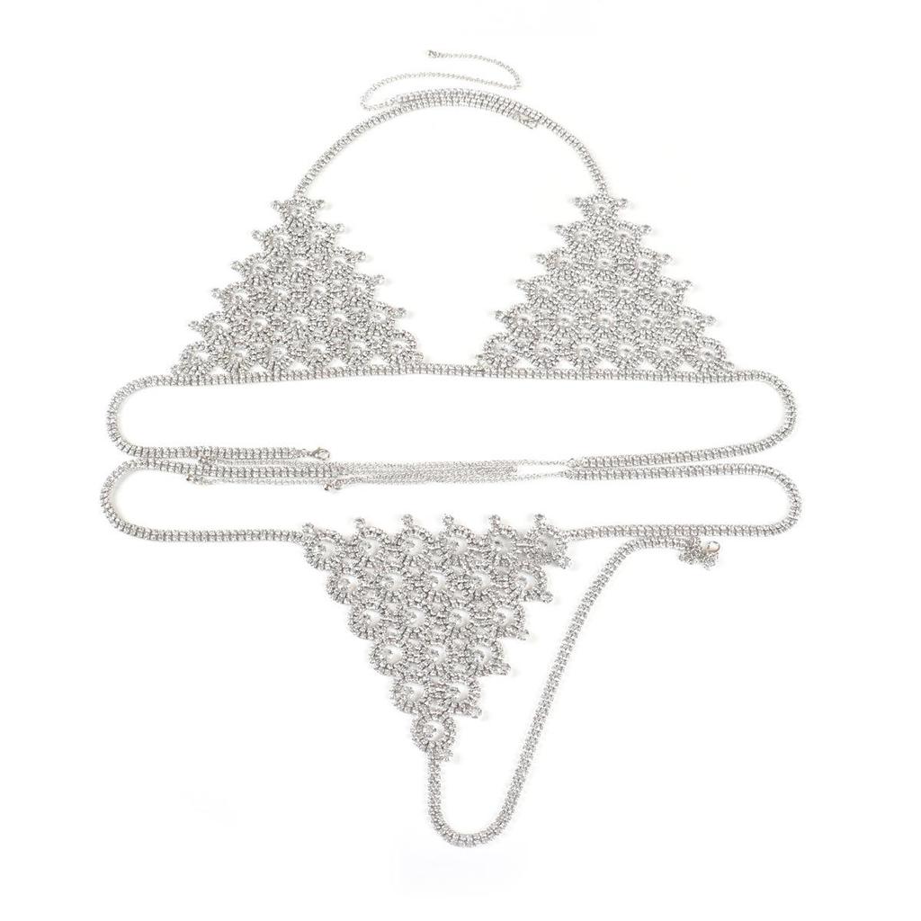 Exaggerated Rhinestone Bikini & Bra Chain - Sexy European & American Nightclub Fashion