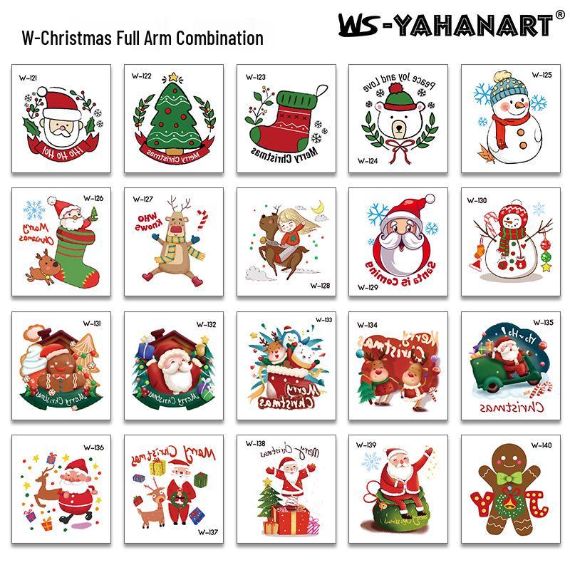 25 Waterproof New Year s Gingerbread Christmas Tattoo Stickers for Holiday Cookie Party OPP Packaging