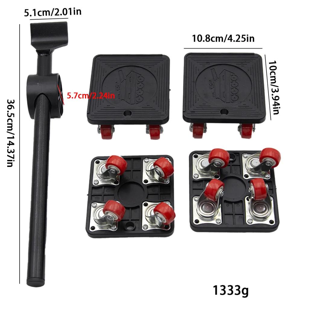 Furniture Lift Mover Tool Set - Dolly with Wheels, 220 Lbs Capacity, 360 Rotation, for Refrigerator, Sofa, Cabinet