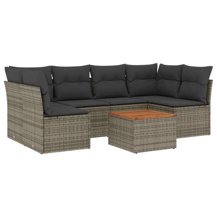 VidaXL Garden Lounge Set with Cushions 7 Pcs, Patio Sofas, Patio Furniture Set, Outdoor Furniture, Grey 3255892