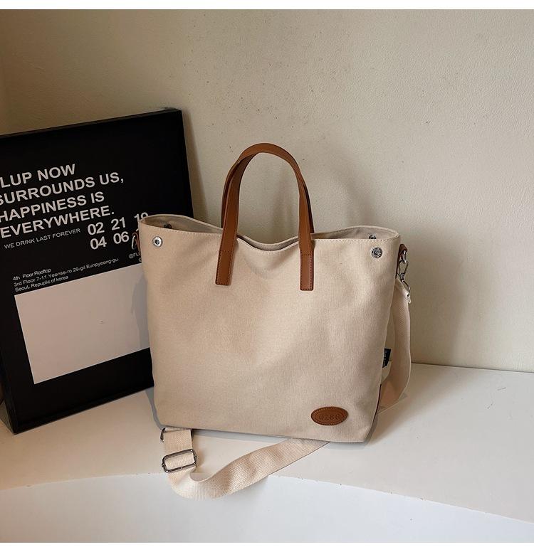 New Women's Fashion Casual Simple Tote Niche Shoulder Large Capacity Student Commuter Canvas Bag