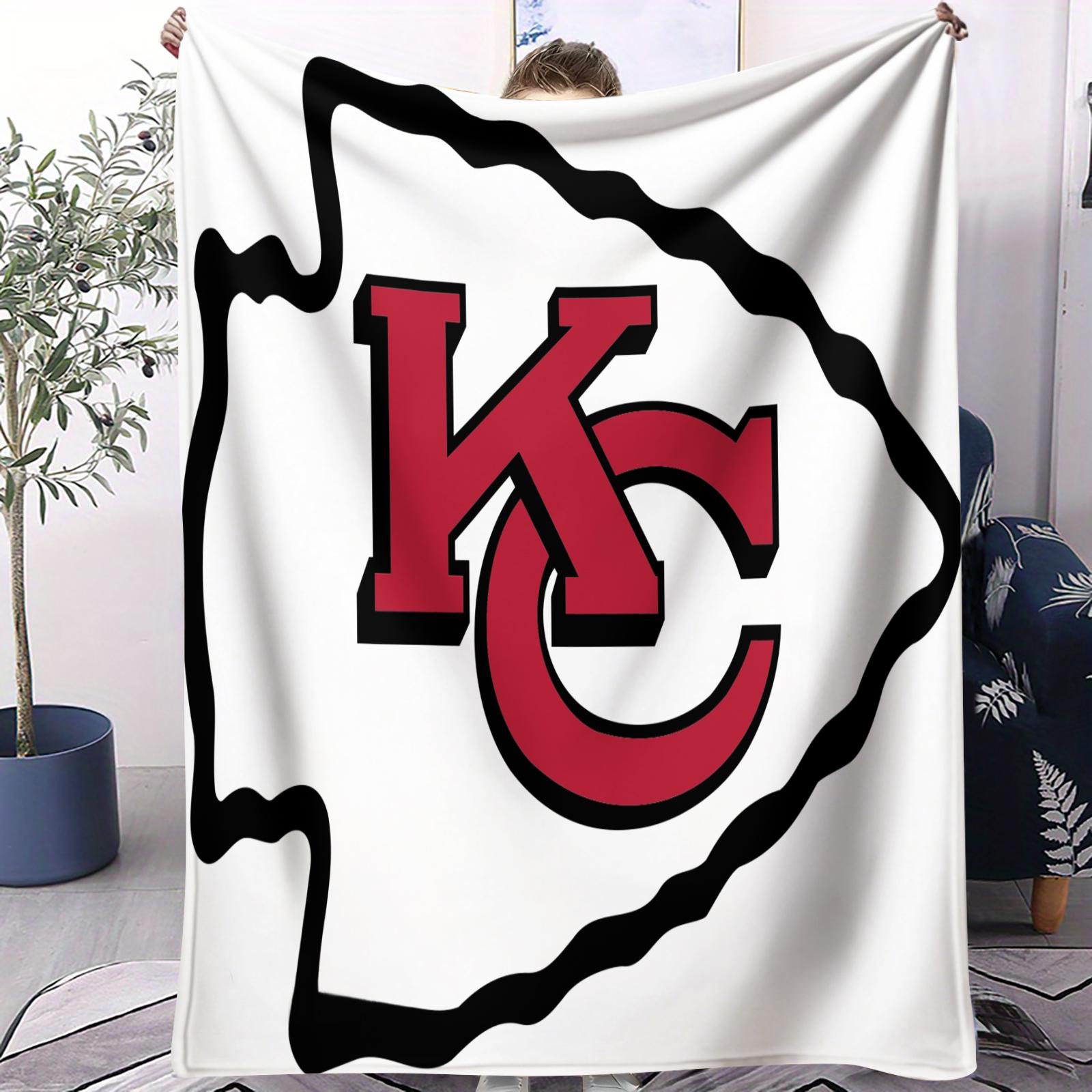

KC Chiefs State Outline Small Cover Blanket Cozy Comfortable Fleece Throw For Bedroom Dorm Sofa Living Room Football Fans Decor 70x100cm