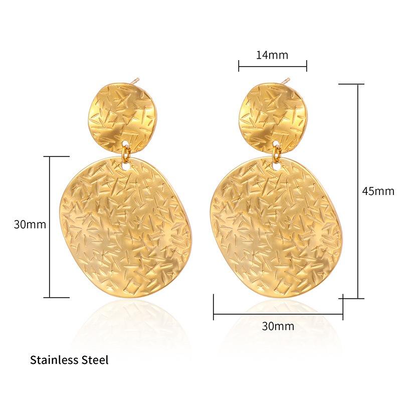 Light Luxury High-end Niche Gold Round Earrings Exaggerated Stainless Steel Marking Earrings