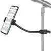 Adjustable Gooseneck Smartphone Holder Portable Phone Stand with Secure Lock Plastic Texture for Microphone Stands