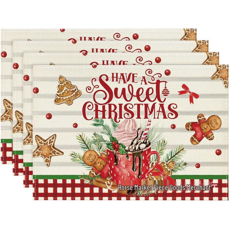 Christmas Snowman & Snowflake Plaid Insulated Placemat - Festive Table Decoration