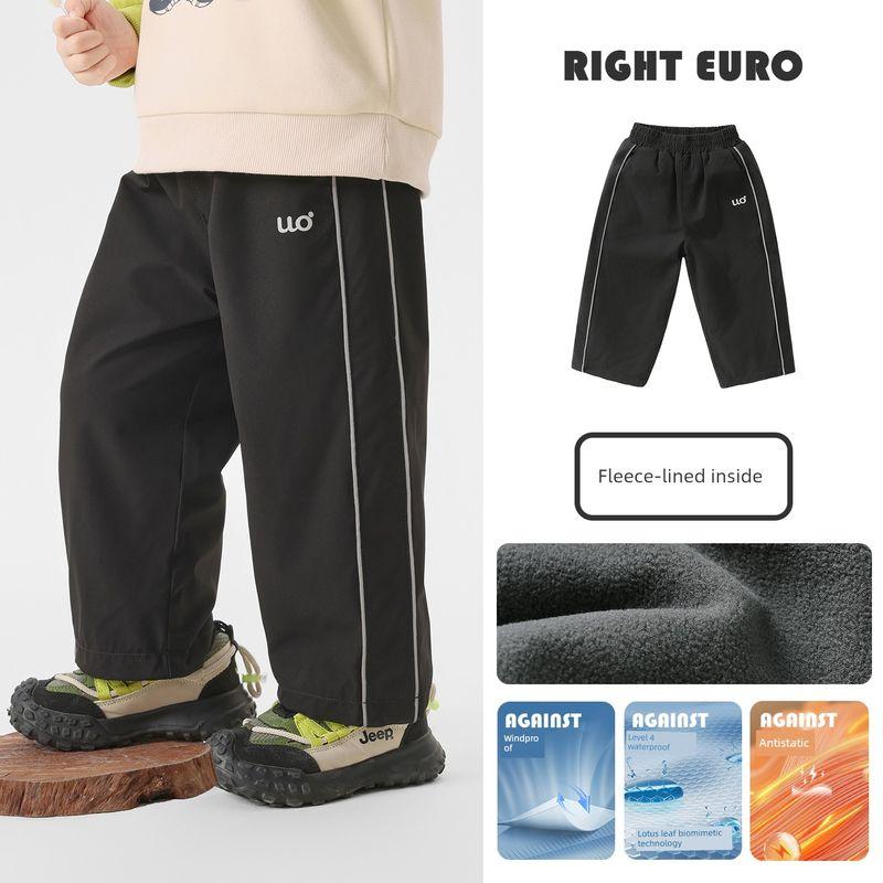 Right European Style Boys' Fleece Winter Pants 2025 Autumn and Winter New Style Fleece-Lined Warm Pants Children's Clothing Baby Long Pants