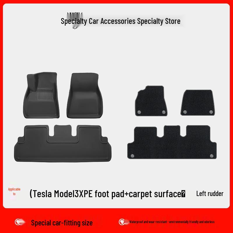 Eco-Friendly Waterproof XPE Car Floor Mats & Odorless Trunk Mat for Tesla Model 3/Y (L/R Drive)