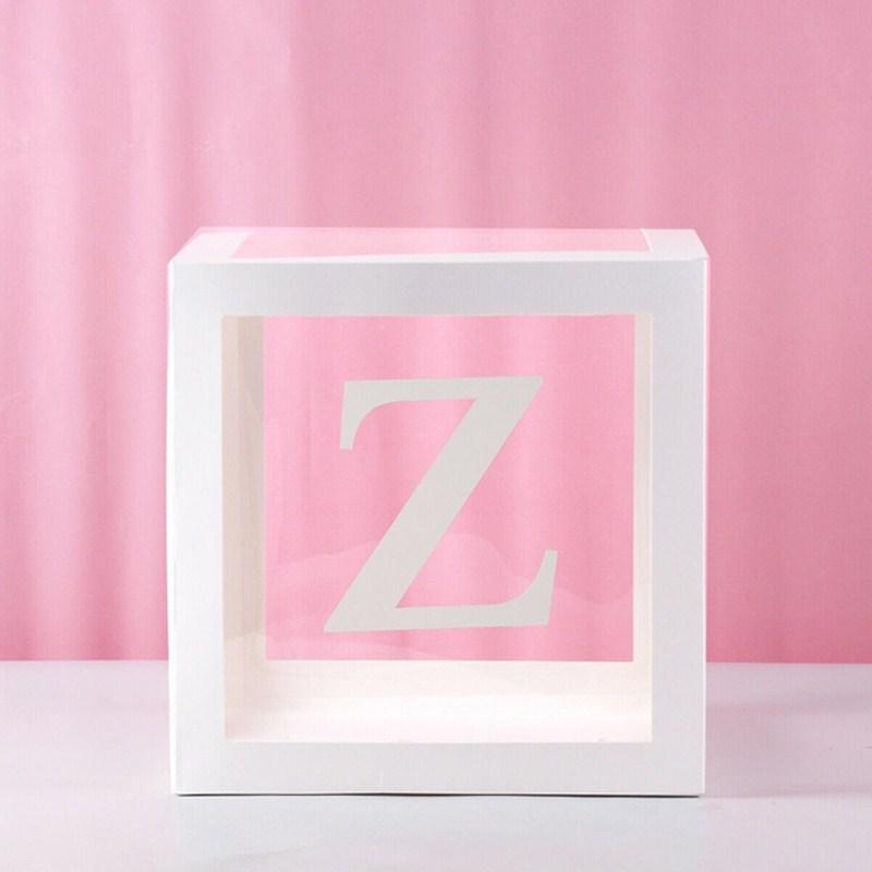 Clear Balloon Box with 26 White Letters for Birthday Party and Baby's First Birthday Decoration