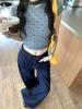Women's High-Waisted Dark Blue Wide-Leg Jeans, Spring 2025 - Slimming, Hot Girl Style, Loose Straight-Leg Floor-Length Design