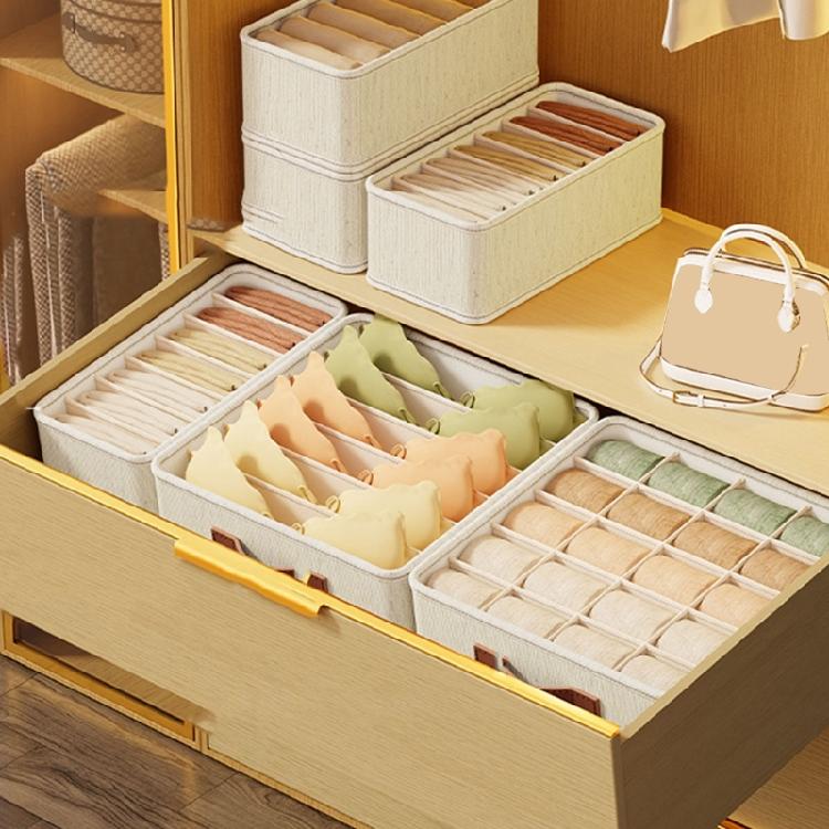 Convenient Cotton Linen Underwear Sorter Space Saving Lingerie Divider Household Panty Organizer Case for Bedroom