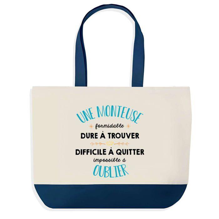 Tote bag - PLANETEE - Une Monteuse Formidable - Fond bleu - Coton 40x45 cm - Fabriqué en France