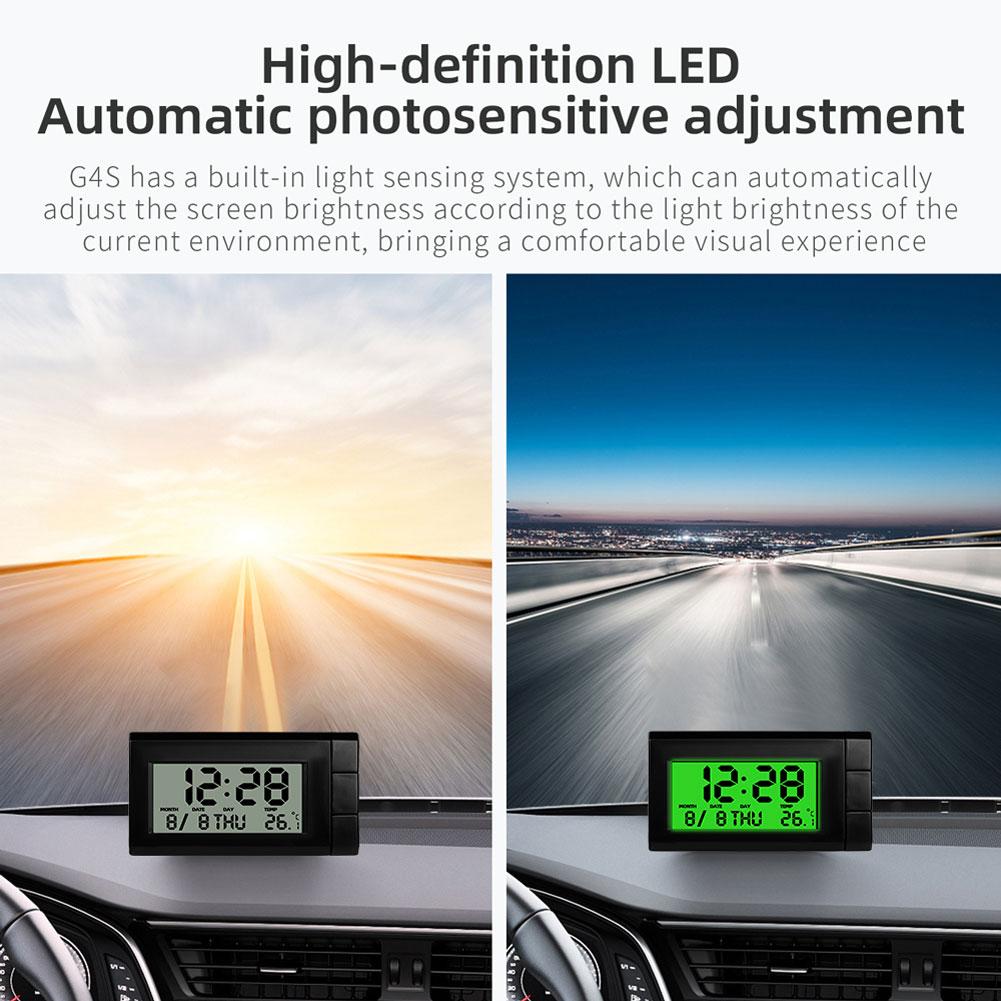Car Thermometer Interior Digital Alarm Clock LCD Display Luminous Car Electronic Clock 2in1 for Car Accessories for Vehicle Part