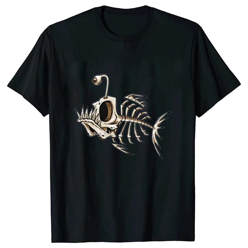 Bonefish Skull Deep Sea Fish Skeleton Funny Fisherman Angler T-Shirt Cotton O-Neck Short Sleeve Men T Shirt Oversize Streetwear