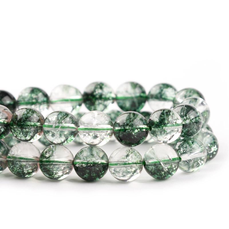 6 8 10 12mm Natural Stone Beads Green Ghost Crystal Round Loose Spacer Beads For Jewelry Making DIY Necklace Bracelets Supplies