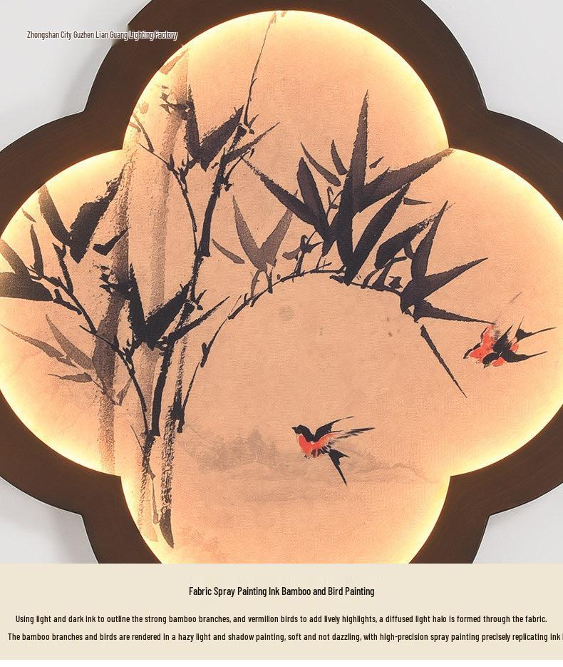Song Dynasty Zen Mural Lamp: Retro Wall Light for Living Room, Hallway, and Staircase
