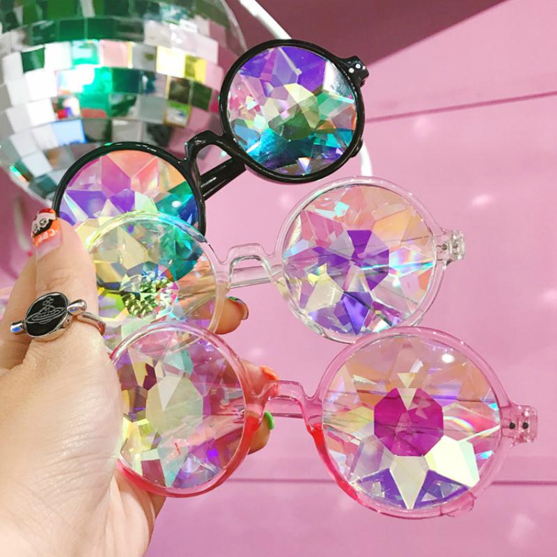 Runda Kalejdoskop Mosaikglasögon Unisex Ravefestival Solglasögon Färgglada Kändisfest Glasögon