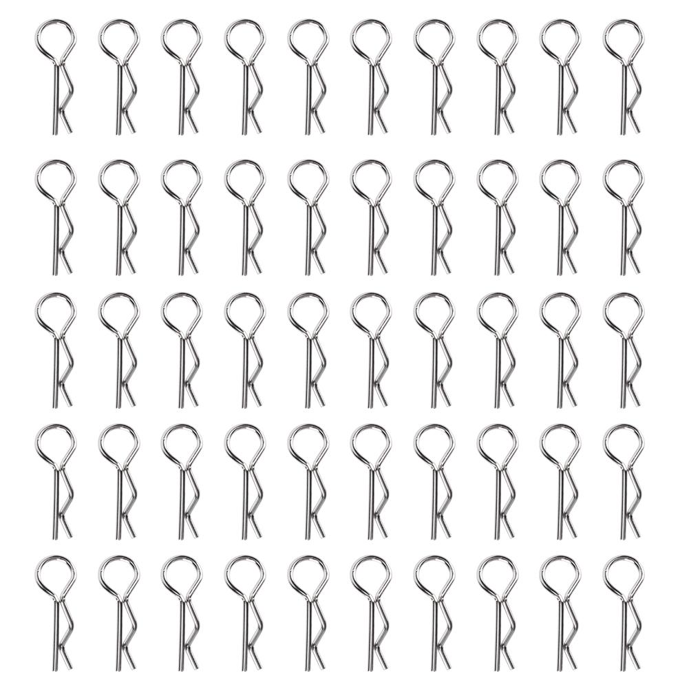 50pcs R Clips R Shape Pins RC Parts Accessory Fit for 1 10 HSP RC Car Vehicle ModelSilver