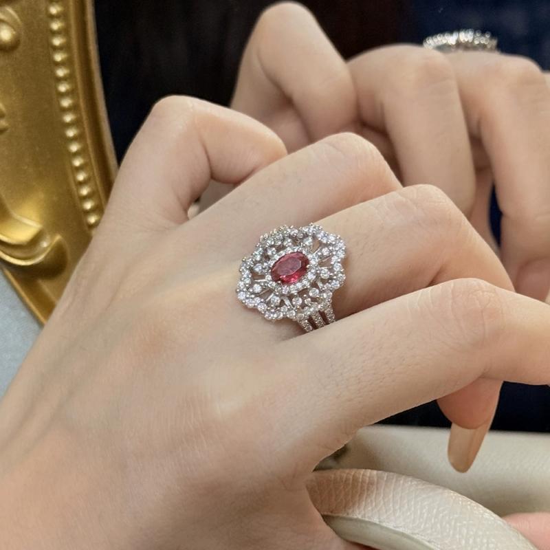 

Beautiful Ruby S Silver Ring Female Red Corundum Process Inlaid Luxury Small Popular Design High Level Sense New Year s Gift resizable срібний