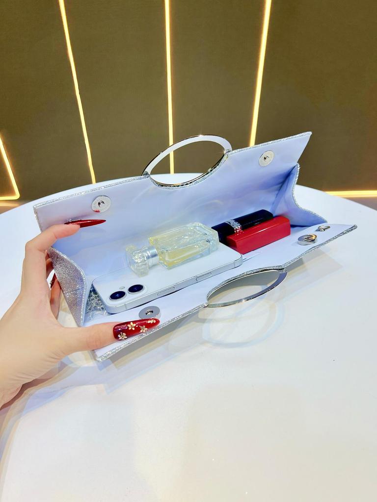 Elegant Evening Clutch: Diamond-Encrusted, Versatile Handbag for Banquets & Special Occasions