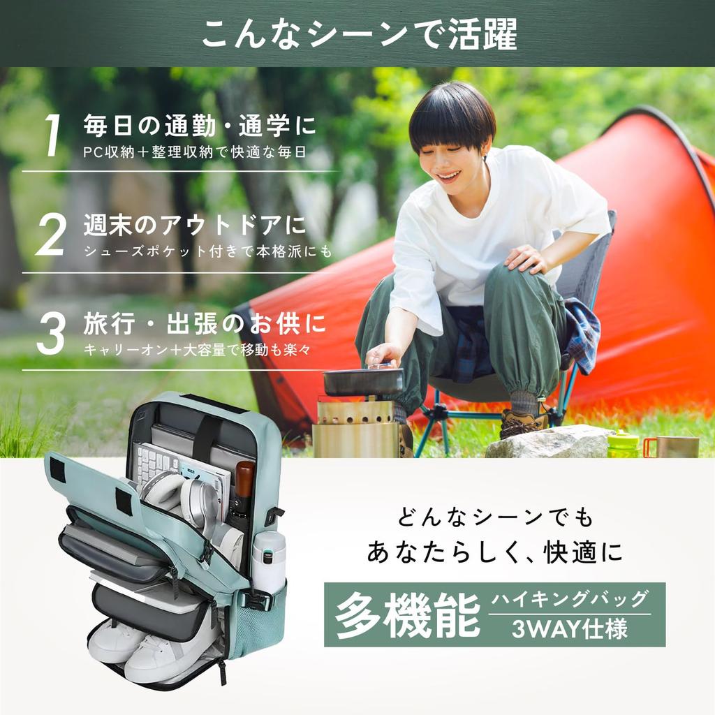 Multifunctional Travel Business Business Black [KURASUUMO] 3-Way Backpack, 22L, Backpack, Backpack, Water-Repellent, Multi-Pocket, Carry-on Size,