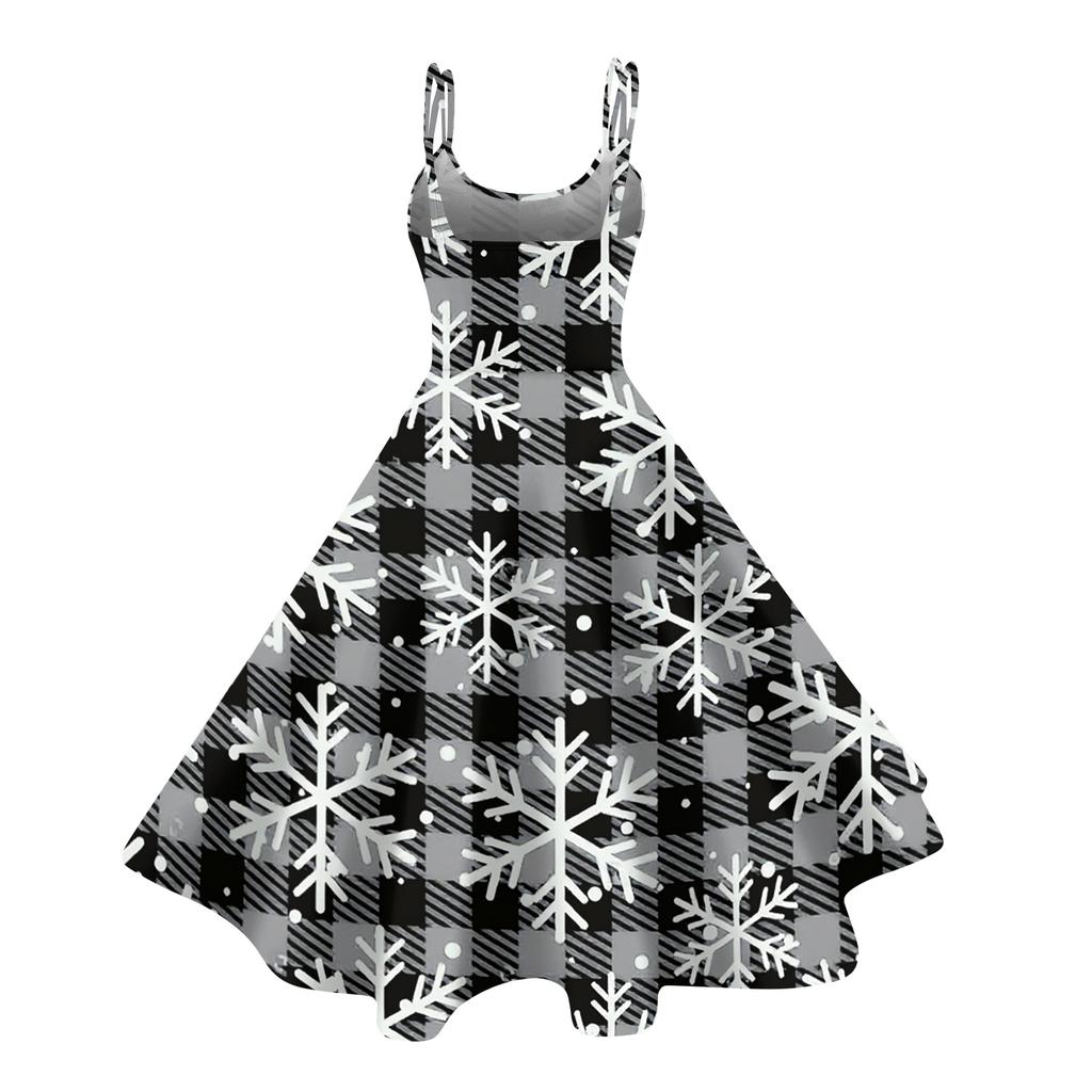 Kindermode Lässig Weihnachts-Print Sexy Schulterfrei Punk Retro Kleid
