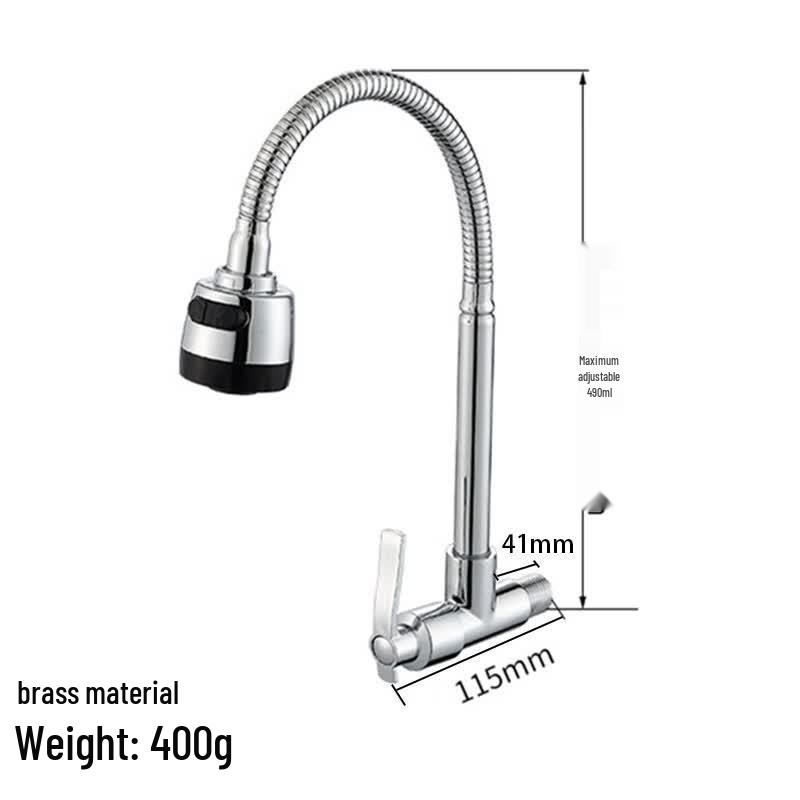 OEING Brass Wall-Mounted Kitchen Faucet