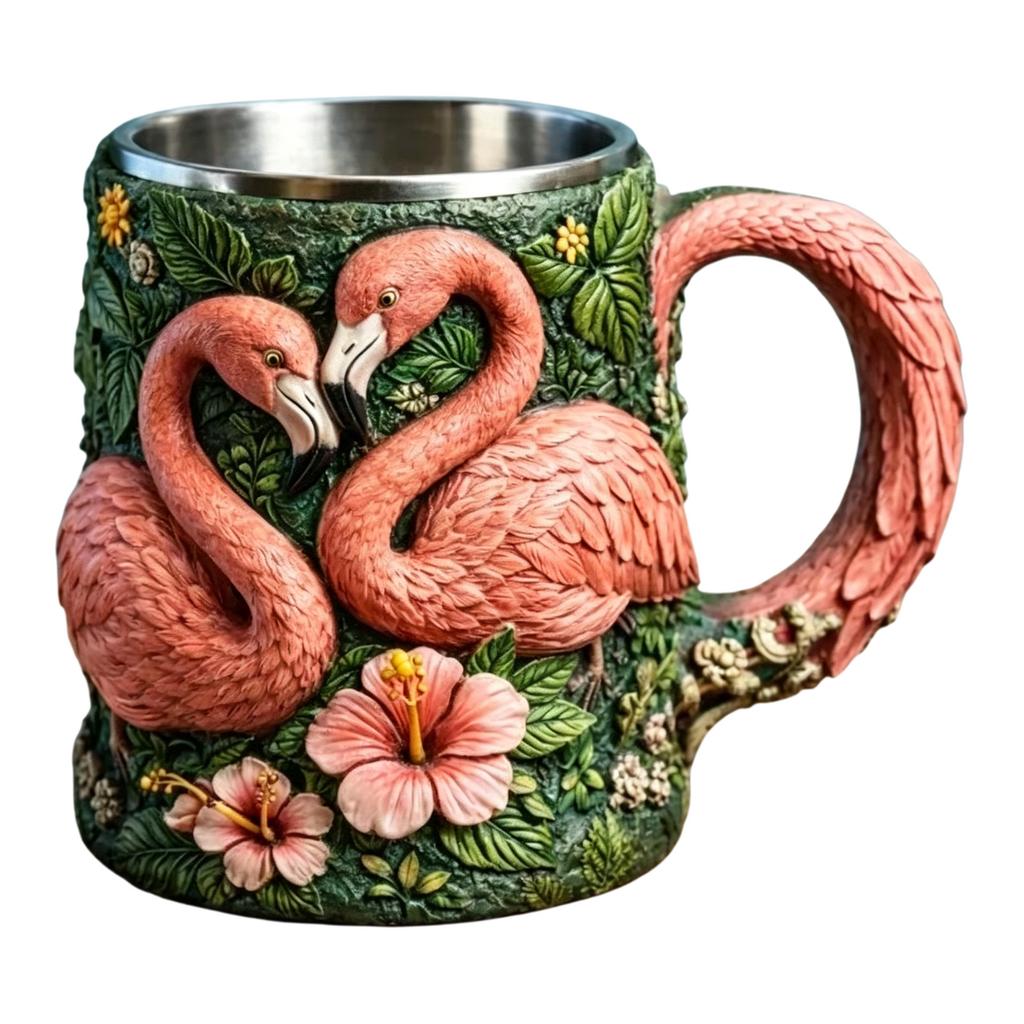 Beer Stein Tankard 3D Embossed Creative Water Cup Stainless Steel Liner Coffee Tumbler for Beer Coffee Juice Ale & Beverages