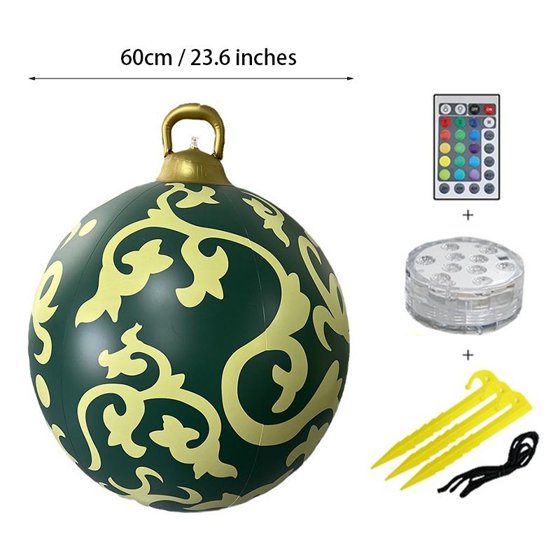 60CM LED Işıklı Noel topu Dış Mekan Noel Şişirilebilir Süslemeli Top PVC'den Yapılmış Dev Işıksız Büyük Toplar Ağaç Süsleri