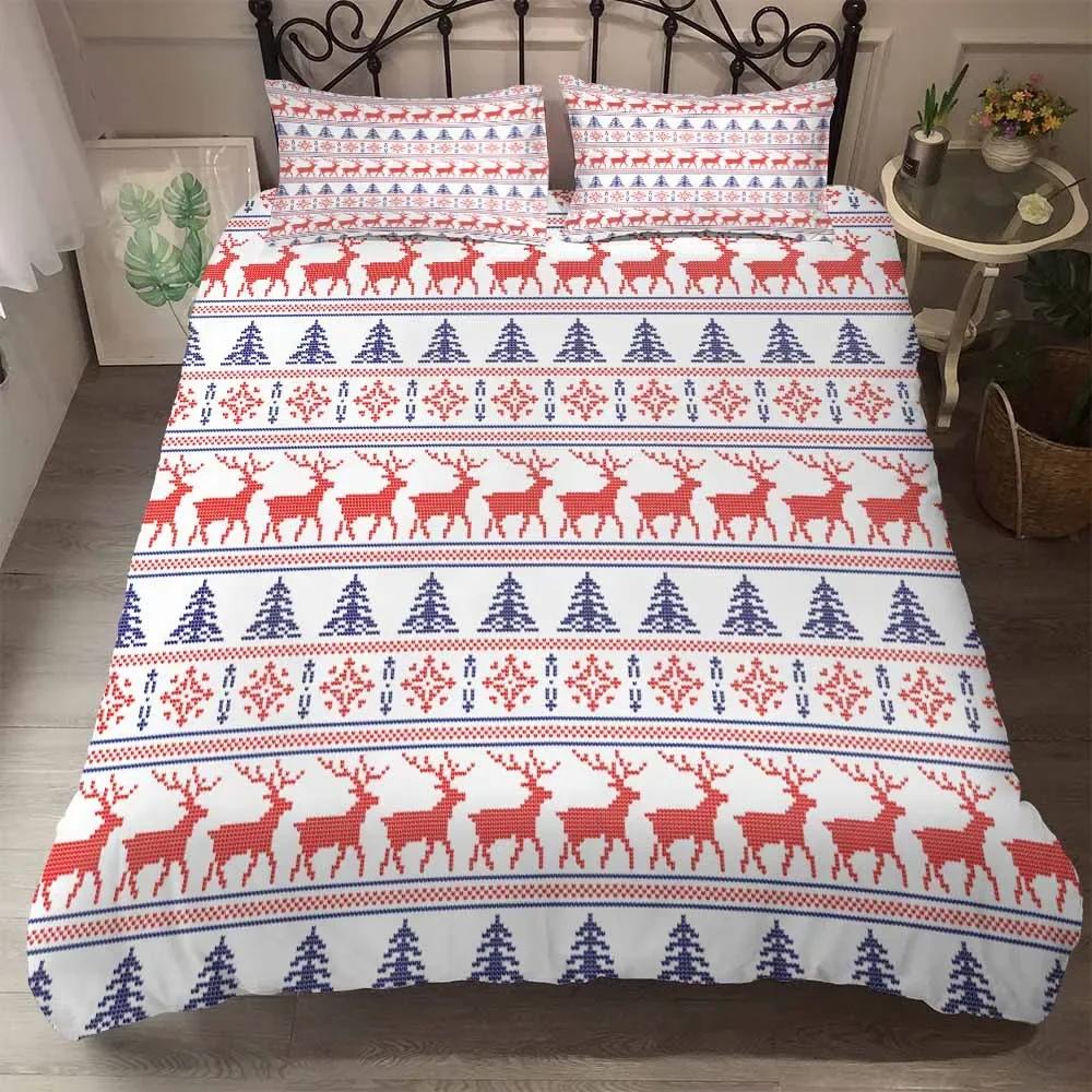 

Hapy Christmas Snowflake Beding Set Decoration US CalifKing 260x240 Ful 20x230cm Soft with Soft Fabric Duvet Cover Sets 2 People Bedclothes Thick 100*200cm Single