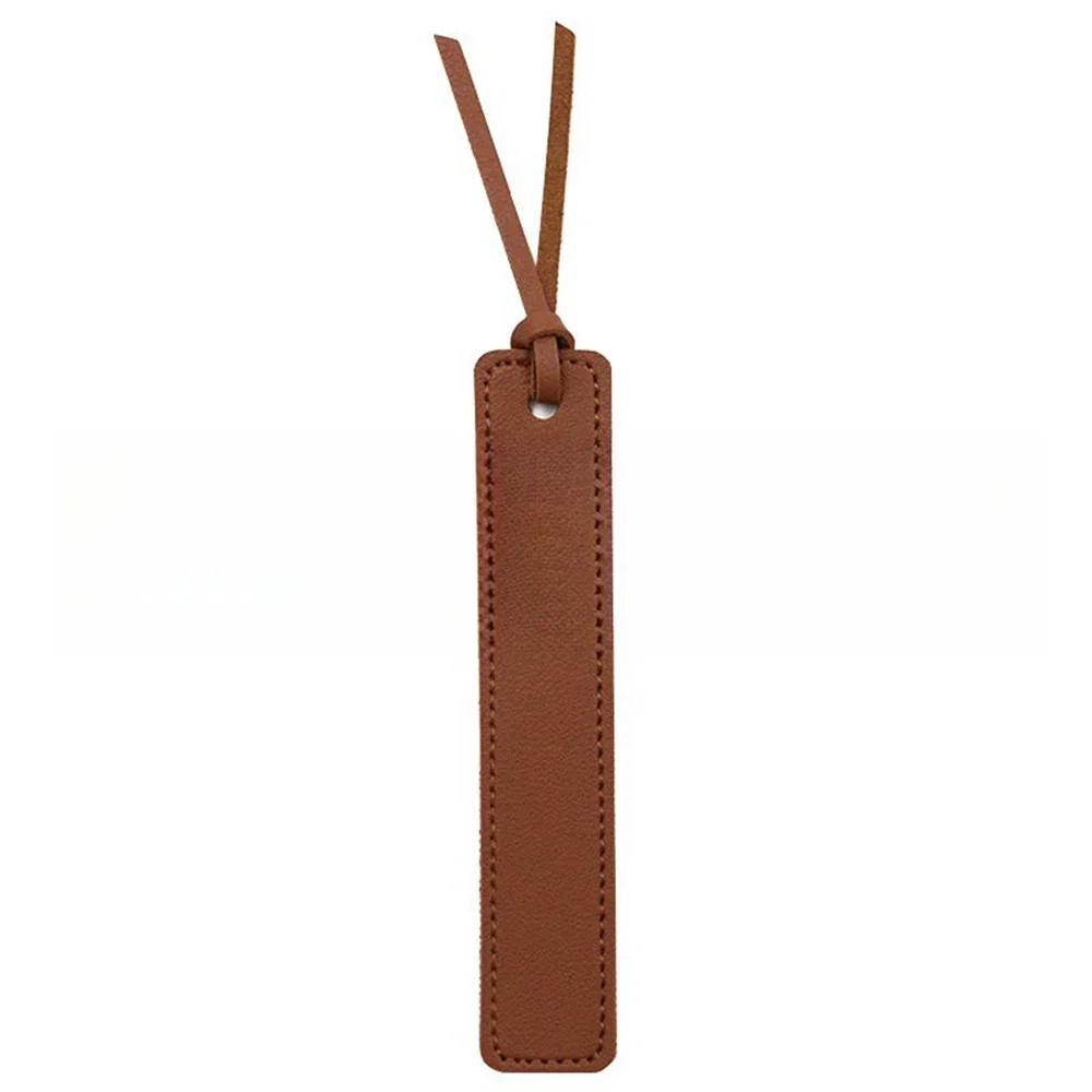 

Fashion Solid Color Leather Book Mark Tag Read Marks Reader Pager Bookmark Holder Office Stationery Supply Teacher Gift темно-коричневого