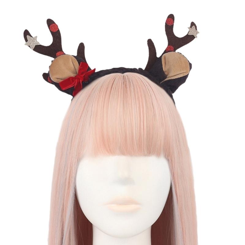 Bowknot Reindeer Antler Hair Hoop Adult Live Broadcast Christmas Party Headwear