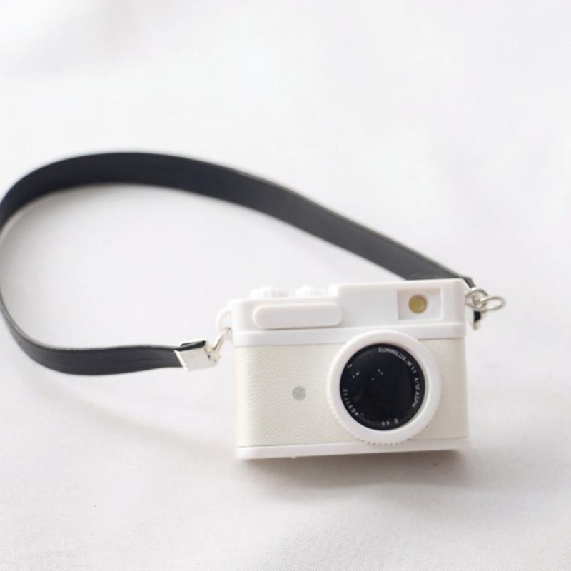 1:12 Dollhouse Mini Vintage Camera with Belt Model DIY Keychain Pendant for Children Adults DIY Handicraft Party Supply