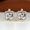 Luxury Square Green Natural Zircon Stud Earrings for Women Fashion Rose Gold Bride Wedding Earrings Statement Jewelry