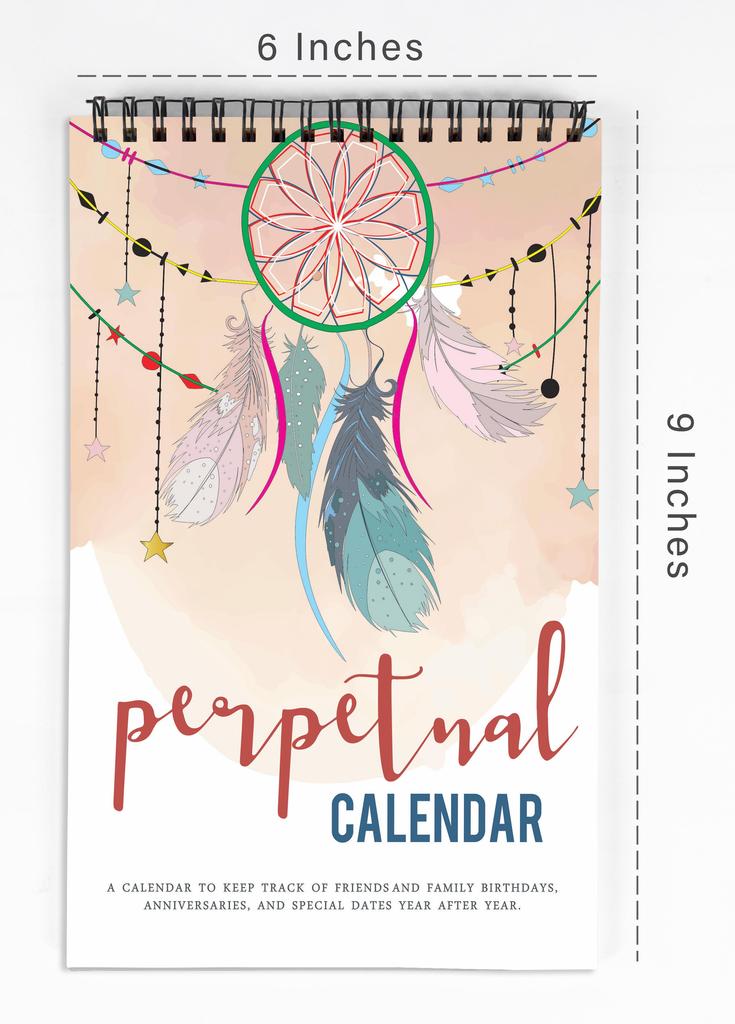 Inkdotpot Dream Catcher Perpetual Calendar, Important Dates To Remember- 6x9 Monthly and Daily Journal for Special Days