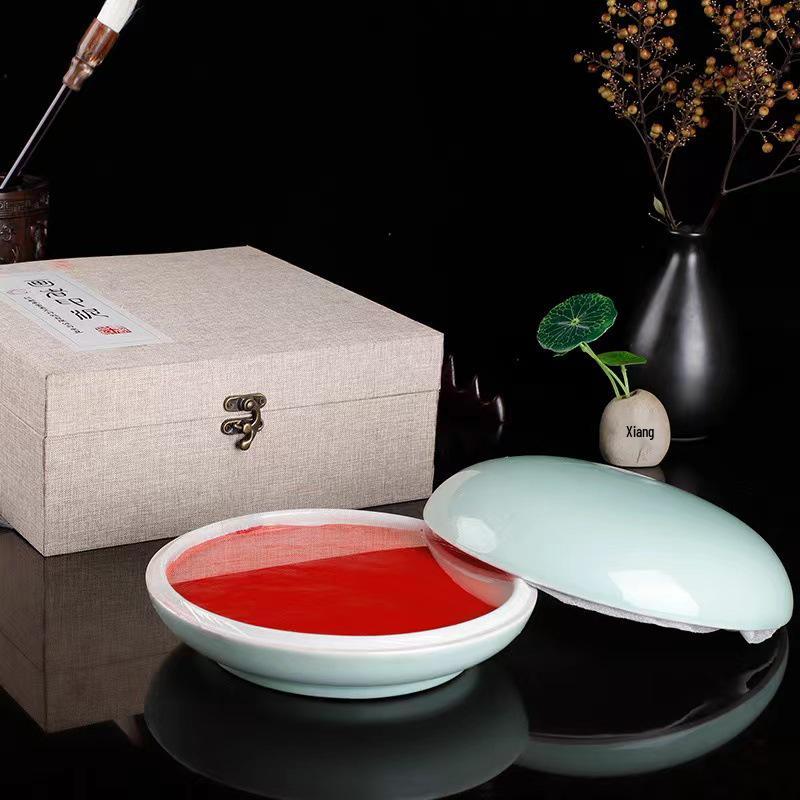 Blue & White Dragon Seal Ink Pad Jar: Ideal for Painting & Calligraphy