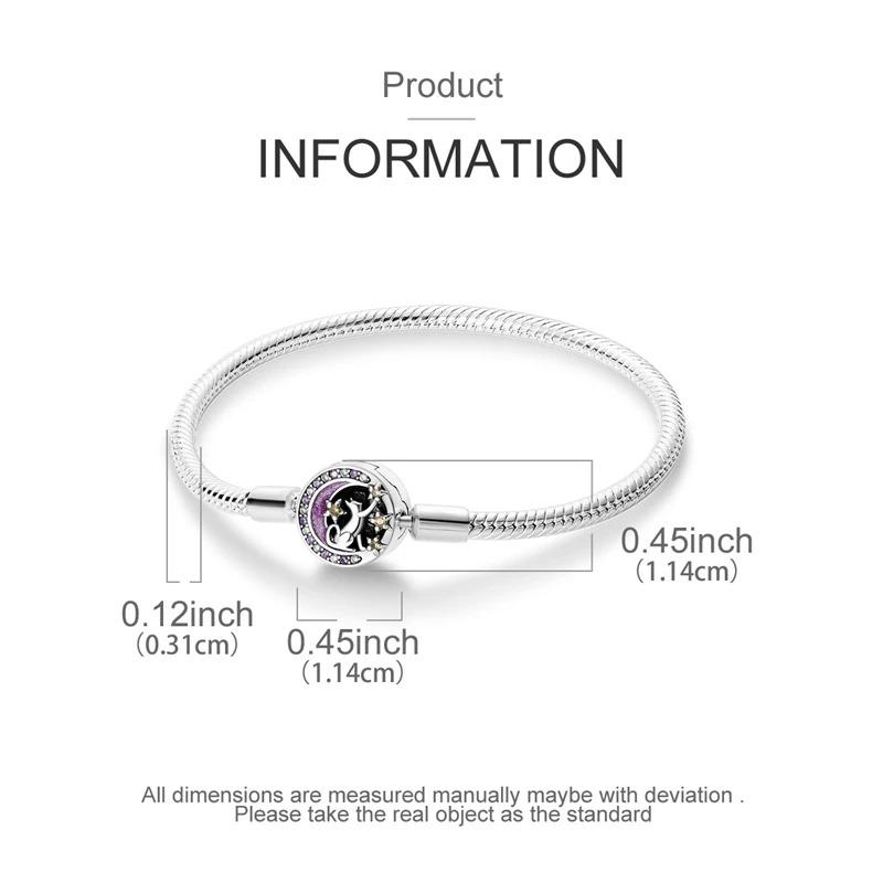 Original Bracelets 925 Silver Snowflake Heart Safety Chain Charms Bead Bracelet For Birthday Wedding Jewelry DIY Making