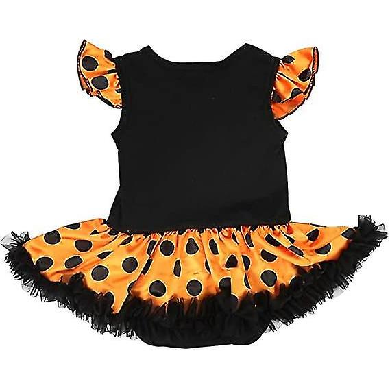 Newborn Infant Baby Girl My 1st Halloween Outfit Flutter Sleeve Pumpkin Bowknot Tutu Princess Polka Dots Romper Dress Set