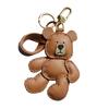 Original Design Teddy Puppet Bear Leather Keychain Car Key Bag Pendant Bag Charm Handmade Custom Gift Female