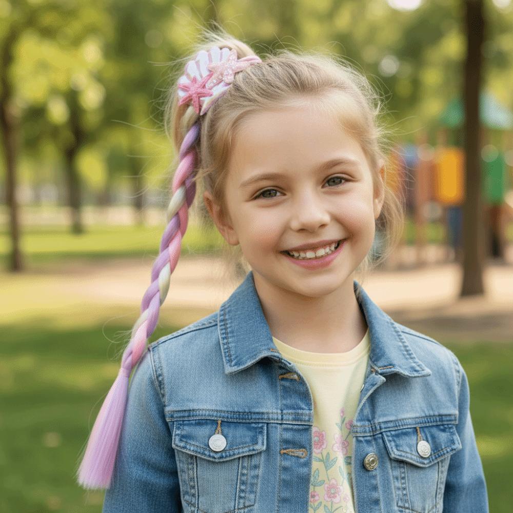 Synthetic Girls Twist Braids Hair Colorful Baby Wig Hairbands Ponytail  Party