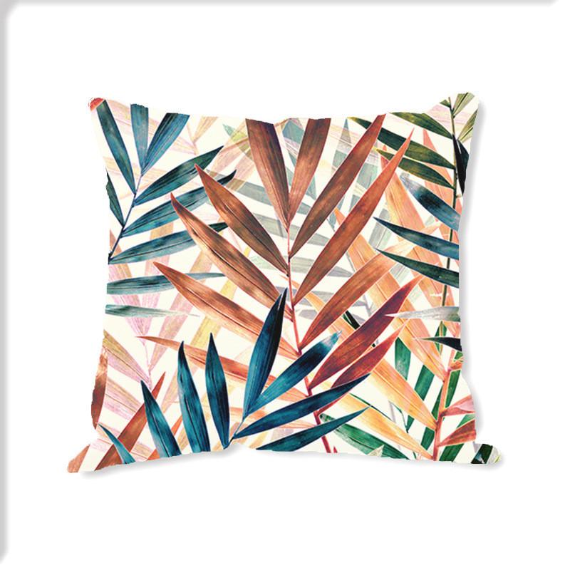 

Comfortable And Soft Linen Cushion Cover With Leaf Print For Spaces Various StyleC