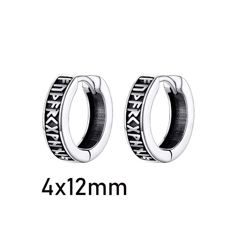 1 Pair Gothic Viking Rune Stud Earrings For Women/Men Stainless Steel Cubic Zirconia Rock Punk Piercing Jewelry